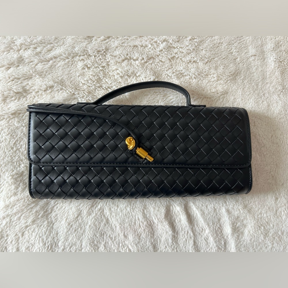 Black Woven Leather Clutch
